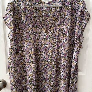 Sheer Floral Print Blouse